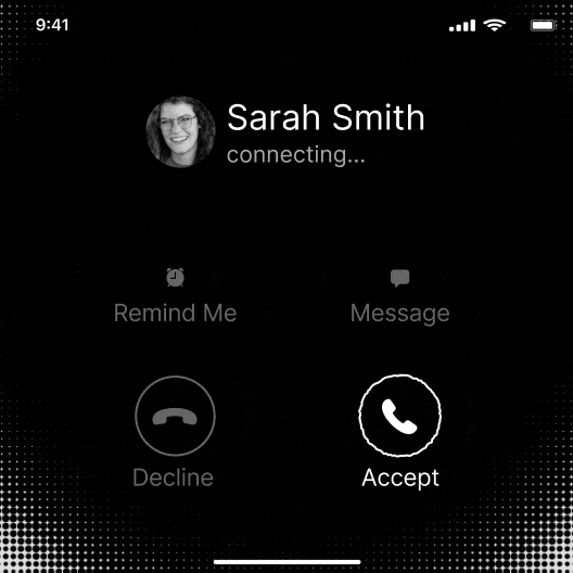 A facetime call to someone called Sarah Smith